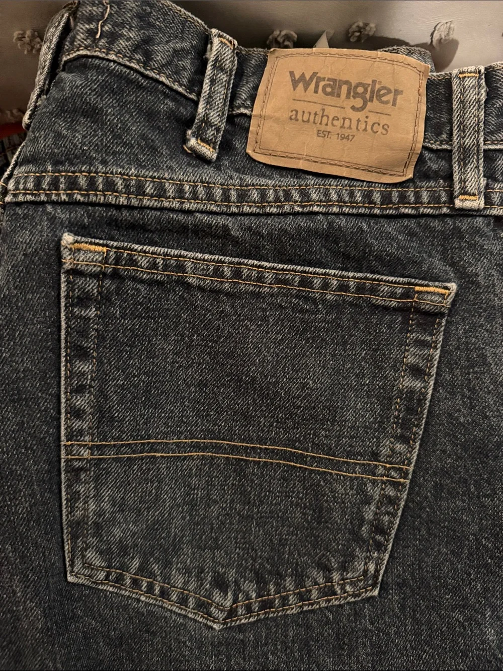 Wrangler Men's Relaxed Fit Jeans in Washed Black Denim
